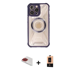 ieg™ iPhone 13 Pro Max Kılıf Kutup Modern - Şeffaf Maxco Cam Ekran Koruyucu + Pers Alüminyum Kamera Lens - KI
