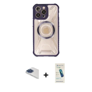ieg™ iPhone 13 Pro Max Kılıf Kutup Modern - Şeffaf Pasifik Cam Ekran Koruyucu + Pers Alüminyum Kamera Lens - LT