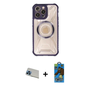 ieg™ iPhone 13 Pro Max Kılıf Kutup Modern - Siyah 18D Cam Ekran Koruyucu + Rainbow Kamera Lens Koruma Cam - MI