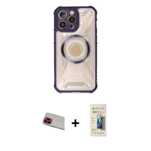 ieg™ iPhone 13 Pro Max Kılıf Kutup Modern - Siyah 6D Mat Seramik Hayalet Nano Ekran Koruyucu + Rainbow Kamera Lens Koruma Cam - KI