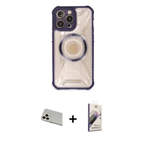 ieg™ iPhone 13 Pro Max Kılıf Kutup Modern - Siyah Bilvis 3D Mat Cam Ekran Koruyucu + Rainbow Kamera Lens Koruma Cam - BZ
