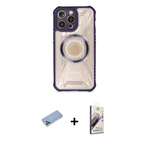 ieg™ iPhone 13 Pro Max Kılıf Kutup Modern - Siyah Bilvis 3D Mat Cam Ekran Koruyucu + Shine Kamera Lens Koruma Cam - MI