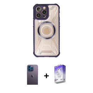 ieg™ iPhone 13 Pro Max Kılıf Kutup Modern - Siyah Bilvis 5in1 3D Magic Cam Ekran Koruyucu + Neon Fosforlu Kamera Lens - MI
