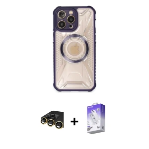 ieg™ iPhone 13 Pro Max Kılıf Kutup Modern - Siyah Bilvis 5in1 3D Magic Cam Ekran Koruyucu + Raze Metal Kamera Lens - GD
