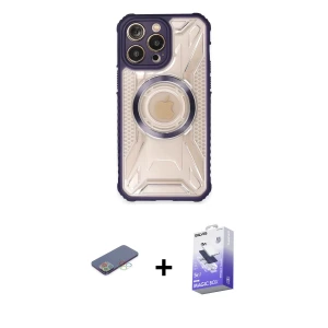ieg™ iPhone 13 Pro Max Kılıf Kutup Modern - Siyah Bilvis 5in1 5D Magic Hayalet Cam Ekran Koruyucu + Renkli Kamera Lens Koruma Cam - MI