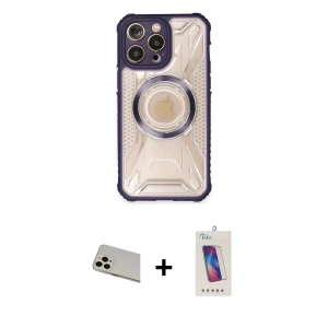 ieg™ iPhone 13 Pro Max Kılıf Kutup Modern - Siyah Joko 5D Cam + Rainbow Kamera Lens Koruma Cam - REGD