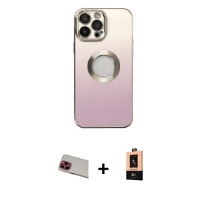 ieg™ iPhone 13 Pro Max Kılıf Kutup Yansıma Özel Seri - Şeffaf Maxco Cam Ekran Koruyucu + Rainbow Kamera Lens Koruma Cam - KI