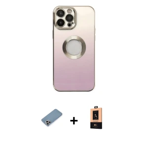 ieg™ iPhone 13 Pro Max Kılıf Kutup Yansıma Özel Seri - Şeffaf Maxco Cam Ekran Koruyucu + Shine Kamera Lens Koruma Cam - GI
