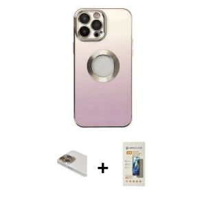 ieg™ iPhone 13 Pro Max Kılıf Kutup Yansıma Özel Seri - Siyah 6D Mat Seramik Hayalet Nano Ekran Koruyucu + Pers Alüminyum Kamera Lens - GD