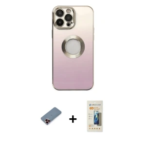 ieg™ iPhone 13 Pro Max Kılıf Kutup Yansıma Özel Seri - Siyah 6D Mat Seramik Hayalet Nano Ekran Koruyucu + Metal Kamera Lens Koruma Cam - KI