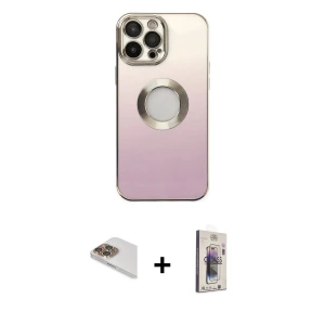 ieg™ iPhone 13 Pro Max Kılıf Kutup Yansıma Özel Seri - Siyah Bilvis 3D Cam Ekran Koruyucu + Pers Alüminyum Kamera Lens - GD