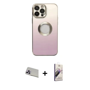 ieg™ iPhone 13 Pro Max Kılıf Kutup Yansıma Özel Seri - Siyah Bilvis 3D Mat Cam Ekran Koruyucu + Rainbow Kamera Lens Koruma Cam - MR