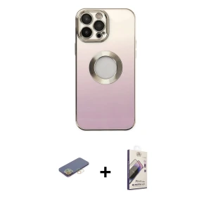 ieg™ iPhone 13 Pro Max Kılıf Kutup Yansıma Özel Seri - Siyah Bilvis 3D Mat Cam Ekran Koruyucu + Renkli Kamera Lens Koruma Cam - SI