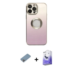 ieg™ iPhone 13 Pro Max Kılıf Kutup Yansıma Özel Seri - Siyah Bilvis 5in1 5D Magic Hayalet Cam Ekran Koruyucu + Shine Kamera Lens Koruma Cam - GI