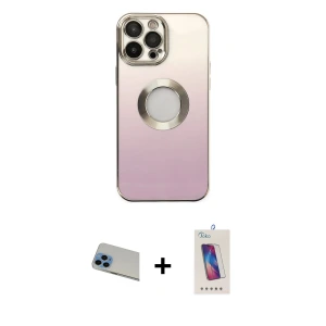 ieg™ iPhone 13 Pro Max Kılıf Kutup Yansıma Özel Seri - Siyah Joko 5D Cam + Rainbow Kamera Lens Koruma Cam - MI