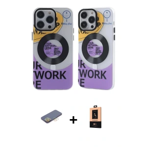ieg™ iPhone 13 Pro Max Kılıf Nova Doku Koleksiyonu - Şeffaf Maxco Cam Ekran Koruyucu + Renkli Kamera Lens Koruma Cam - SI