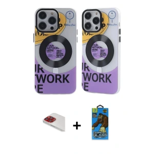 ieg™ iPhone 13 Pro Max Kılıf Nova Doku Koleksiyonu - Siyah 18D Cam Ekran Koruyucu + Pers Alüminyum Kamera Lens - KI