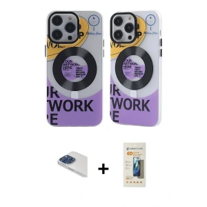 ieg™ iPhone 13 Pro Max Kılıf Nova Doku Koleksiyonu - Siyah 6D Mat Seramik Hayalet Nano Ekran Koruyucu + Pers Alüminyum Kamera Lens - LT