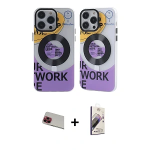 ieg™ iPhone 13 Pro Max Kılıf Nova Doku Koleksiyonu - Siyah Bilvis 3D Mat Cam Ekran Koruyucu + Rainbow Kamera Lens Koruma Cam - KI