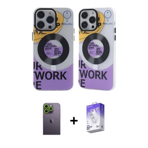 ieg™ iPhone 13 Pro Max Kılıf Nova Doku Koleksiyonu - Siyah Bilvis 5in1 3D Magic Cam Ekran Koruyucu + Neon Fosforlu Kamera Lens - YL