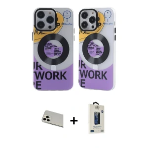 ieg™ iPhone 13 Pro Max Kılıf Nova Doku Koleksiyonu - Siyah Bilvis Hayalet Cam Ekran Koruyucu + Rainbow Kamera Lens Koruma Cam - BZ