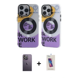 ieg™ iPhone 13 Pro Max Kılıf Nova Doku Koleksiyonu - Siyah Joko 5D Cam + Neon Fosforlu Kamera Lens - BZ