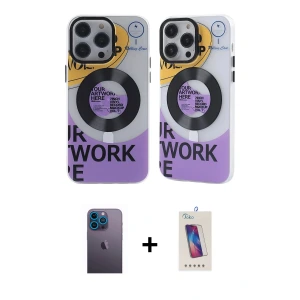 ieg™ iPhone 13 Pro Max Kılıf Nova Doku Koleksiyonu - Siyah Joko 5D Cam + Neon Fosforlu Kamera Lens - MI