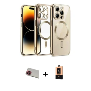 ieg™ iPhone 13 Pro Max Kılıf Nova Işık Özel Seri - Şeffaf Maxco Cam Ekran Koruyucu + Rainbow Kamera Lens Koruma Cam - KI