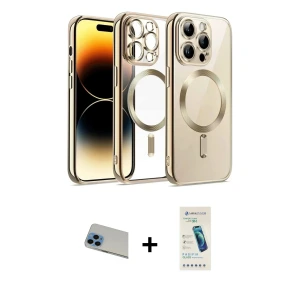 ieg™ iPhone 13 Pro Max Kılıf Nova Işık Özel Seri - Şeffaf Pasifik Cam Ekran Koruyucu + Rainbow Kamera Lens Koruma Cam - MI