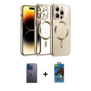 ieg™ iPhone 13 Pro Max Kılıf Nova Işık Özel Seri - Siyah 18D Cam Ekran Koruyucu + Neon Fosforlu Kamera Lens - MI