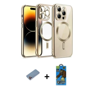 ieg™ iPhone 13 Pro Max Kılıf Nova Işık Özel Seri - Siyah 18D Cam Ekran Koruyucu + Shine Kamera Lens Koruma Cam - PE