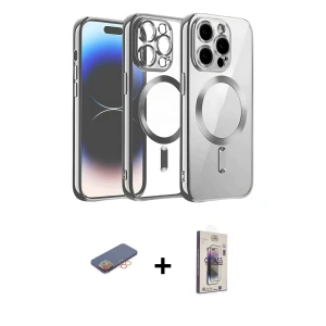 ieg™ iPhone 13 Pro Max Kılıf Nova Işık Özel Seri - Siyah Bilvis 3D Cam Ekran Koruyucu + Renkli Kamera Lens Koruma Cam - TU