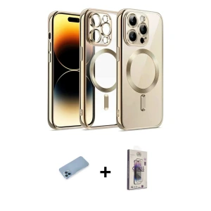 ieg™ iPhone 13 Pro Max Kılıf Nova Işık Özel Seri - Siyah Bilvis 3D Cam Ekran Koruyucu + Shine Kamera Lens Koruma Cam - MI