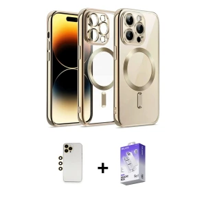 ieg™ iPhone 13 Pro Max Kılıf Nova Işık Özel Seri - Siyah Bilvis 5in1 3D Magic Cam Ekran Koruyucu + Shine Kamera Lens - GD