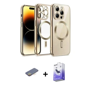 ieg™ iPhone 13 Pro Max Kılıf Nova Işık Özel Seri - Siyah Bilvis 5in1 5D Magic Hayalet Cam Ekran Koruyucu + Renkli Kamera Lens Koruma Cam - SI