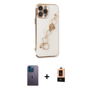 ieg™ iPhone 13 Pro Max Kılıf Nova Işık Prime - Şeffaf Maxco Cam Ekran Koruyucu + Neon Fosforlu Kamera Lens - MI