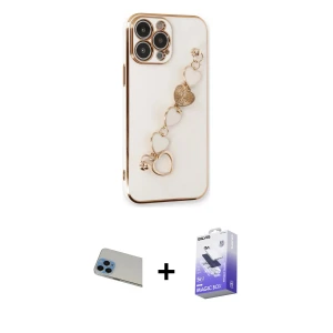 ieg™ iPhone 13 Pro Max Kılıf Nova Işık Prime - Siyah Bilvis 5in1 5D Magic Hayalet Cam Ekran Koruyucu + Rainbow Kamera Lens Koruma Cam - MI