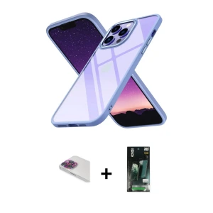 ieg™ iPhone 13 Pro Max Kılıf Nova Işık Serisi - Şeffaf 360 Full Body Arka Koruyucu + Pers Alüminyum Kamera Lens - GI
