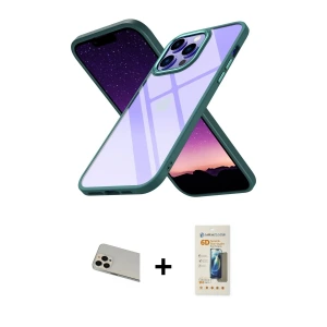 ieg™ iPhone 13 Pro Max Kılıf Nova Işık Serisi - Siyah 6D Mat Seramik Hayalet Nano Ekran Koruyucu + Rainbow Kamera Lens Koruma Cam - REGD