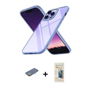ieg™ iPhone 13 Pro Max Kılıf Nova Işık Serisi - Siyah 6D Mat Seramik Hayalet Nano Ekran Koruyucu + Renkli Kamera Lens Koruma Cam - YL