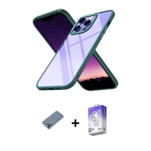 ieg™ iPhone 13 Pro Max Kılıf Nova Işık Serisi - Siyah Bilvis 5in1 3D Magic Cam Ekran Koruyucu + Metal Kamera Lens Koruma Cam - MR