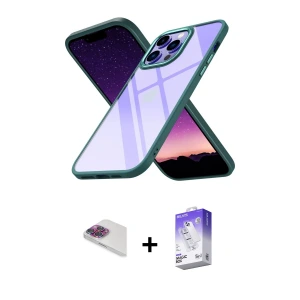 ieg™ iPhone 13 Pro Max Kılıf Nova Işık Serisi - Siyah Bilvis 5in1 3D Magic Cam Ekran Koruyucu + Pers Alüminyum Kamera Lens - GI