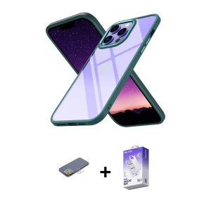 ieg™ iPhone 13 Pro Max Kılıf Nova Işık Serisi - Siyah Bilvis 5in1 3D Magic Cam Ekran Koruyucu + Renkli Kamera Lens Koruma Cam - SI