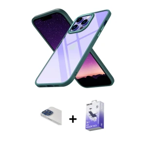 ieg™ iPhone 13 Pro Max Kılıf Nova Işık Serisi - Siyah Bilvis 5in1 5D Magic Hayalet Cam Ekran Koruyucu + Pers Alüminyum Kamera Lens - LT