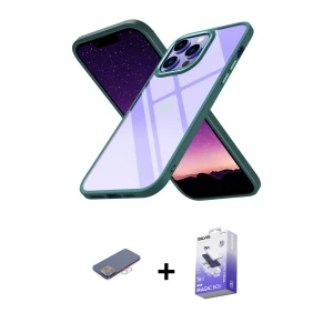 ieg™ iPhone 13 Pro Max Kılıf Nova Işık Serisi - Siyah Bilvis 5in1 5D Magic Hayalet Cam Ekran Koruyucu + Renkli Kamera Lens Koruma Cam - PE