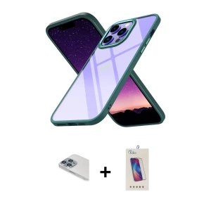 ieg™ iPhone 13 Pro Max Kılıf Nova Işık Serisi - Siyah Joko 5D Cam + Pers Alüminyum Kamera Lens - SABE