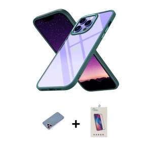 ieg™ iPhone 13 Pro Max Kılıf Nova Işık Serisi - Siyah Joko 5D Cam + Shine Kamera Lens Koruma Cam - PE