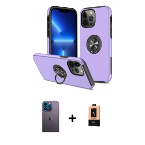ieg™ iPhone 13 Pro Max Kılıf Odak Form Prime - Şeffaf Maxco Cam Ekran Koruyucu + Neon Fosforlu Kamera Lens - MI