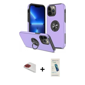 ieg™ iPhone 13 Pro Max Kılıf Odak Form Prime - Şeffaf Pasifik Cam Ekran Koruyucu + Pers Alüminyum Kamera Lens - KI