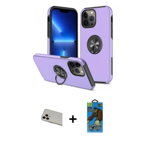 ieg™ iPhone 13 Pro Max Kılıf Odak Form Prime - Siyah 18D Cam Ekran Koruyucu + Rainbow Kamera Lens Koruma Cam - REGD